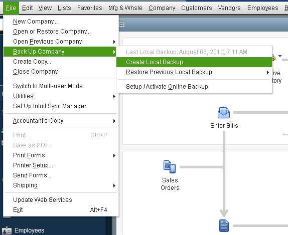 Create a Company File Backup 