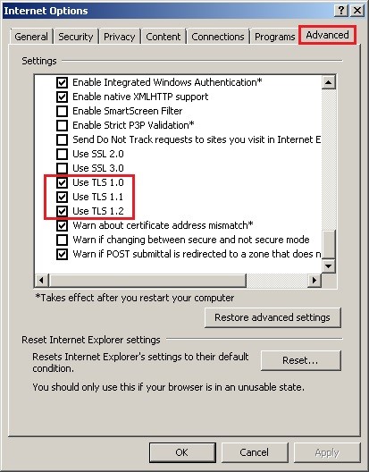 Internet Explorer Setting