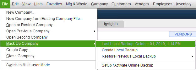 Backing up Company Files