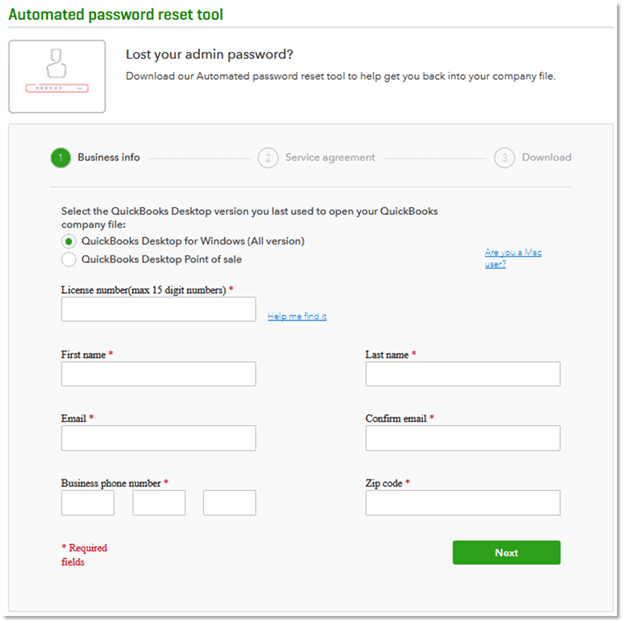 QuickBooks Password Reset Tool