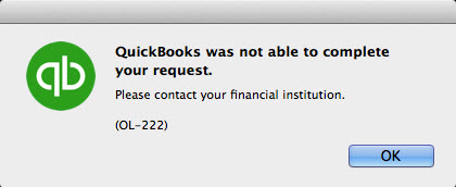 Quickbooks was not able to complete your request