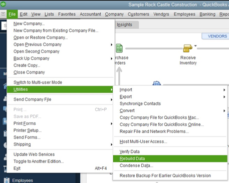 run verify and rebuild data utility