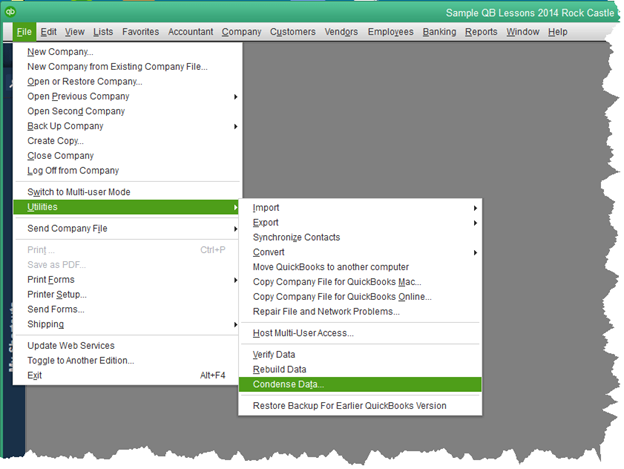 QuickBooks Condense Data Utility