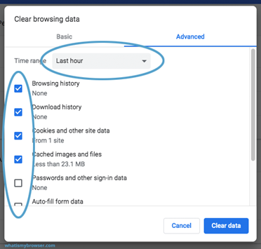 clear browsing data