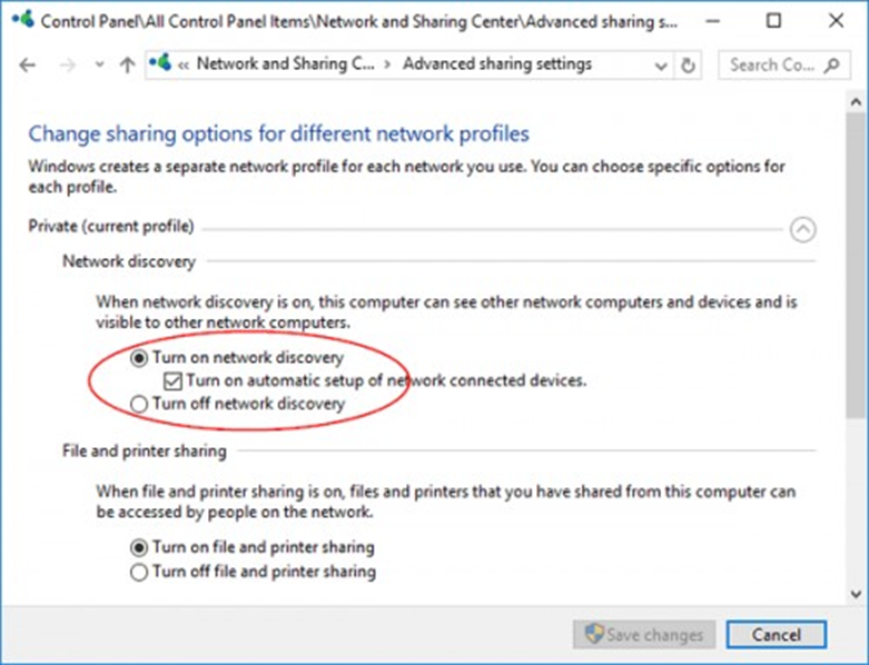 Change Sharing Options For Different Network Profiles