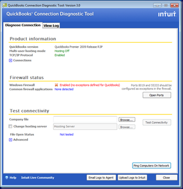 QuickBooks connection Diagnostic tool