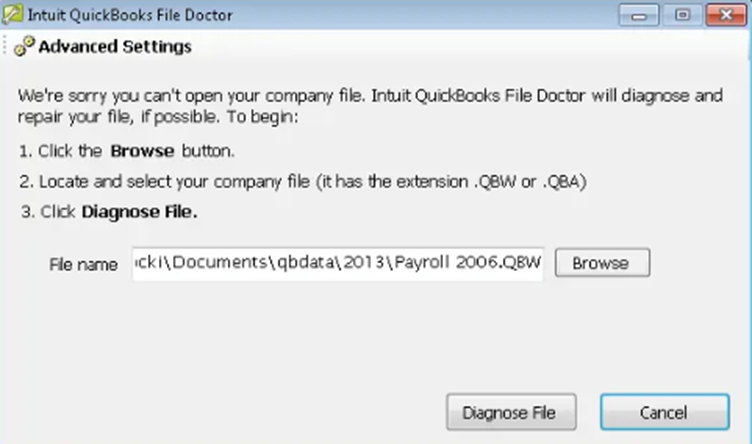 Advance Setting of QuickBooks File Doctor