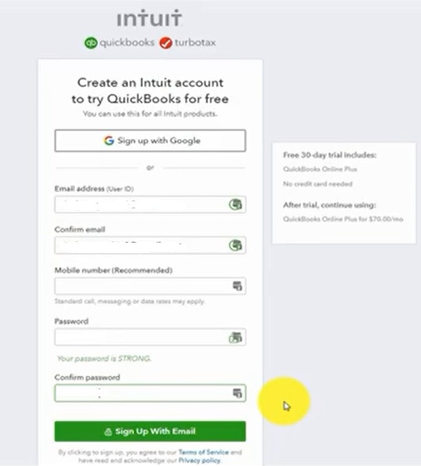 Create a QuickBooks Online Account
