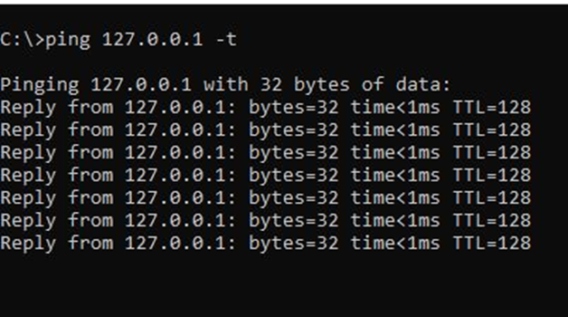 Image shows the connecting server via ping command