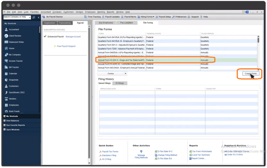 Graphical instructions to create w2 in QuickBooks Desktop